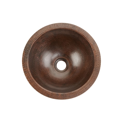 Premier Copper Products 12-inch Round Under Counter Hammered Copper Bathroom Sink