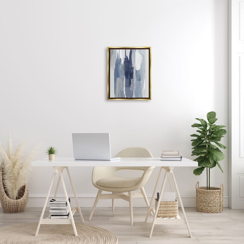 Stupell Layers of Blue and White Abstract Movements Floater Frame
