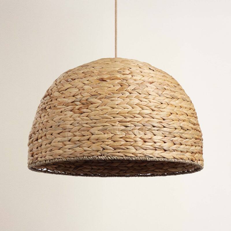 Althea Rattan Pendant Light - Natural Large Dome 1-Light Handwoven Hanging Light For Modern, Transitional, Farmhouse Room Decor