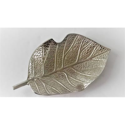 Leaf shape Nickel colour serving tray 15 x 8.5 x 2"