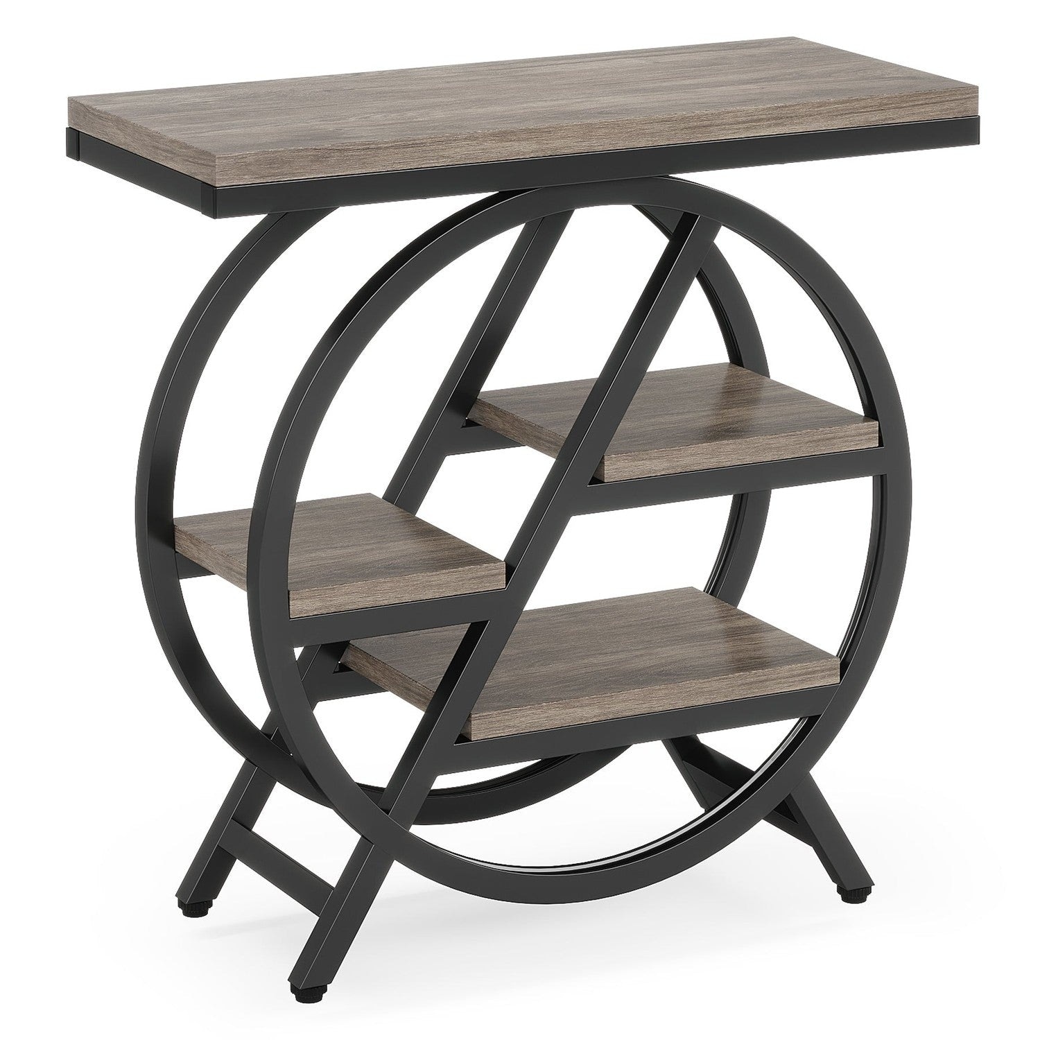 Tribesigns Contemporary 4-Tier Wood End Table with Storage Shelves