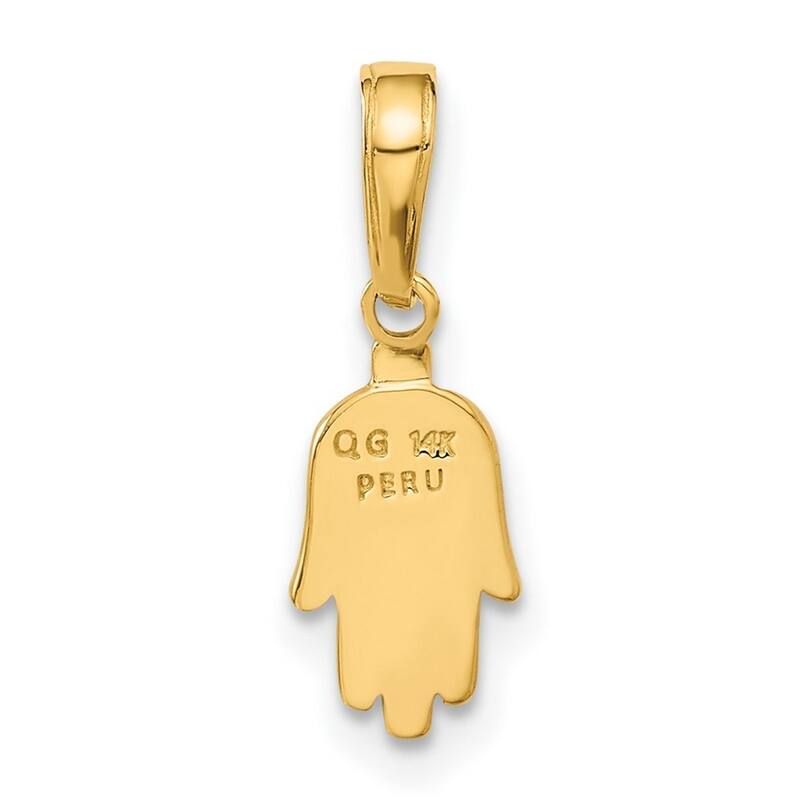 Curata 14k Yellow Gold 18" Small Solid Hamsa Pendant Necklace
