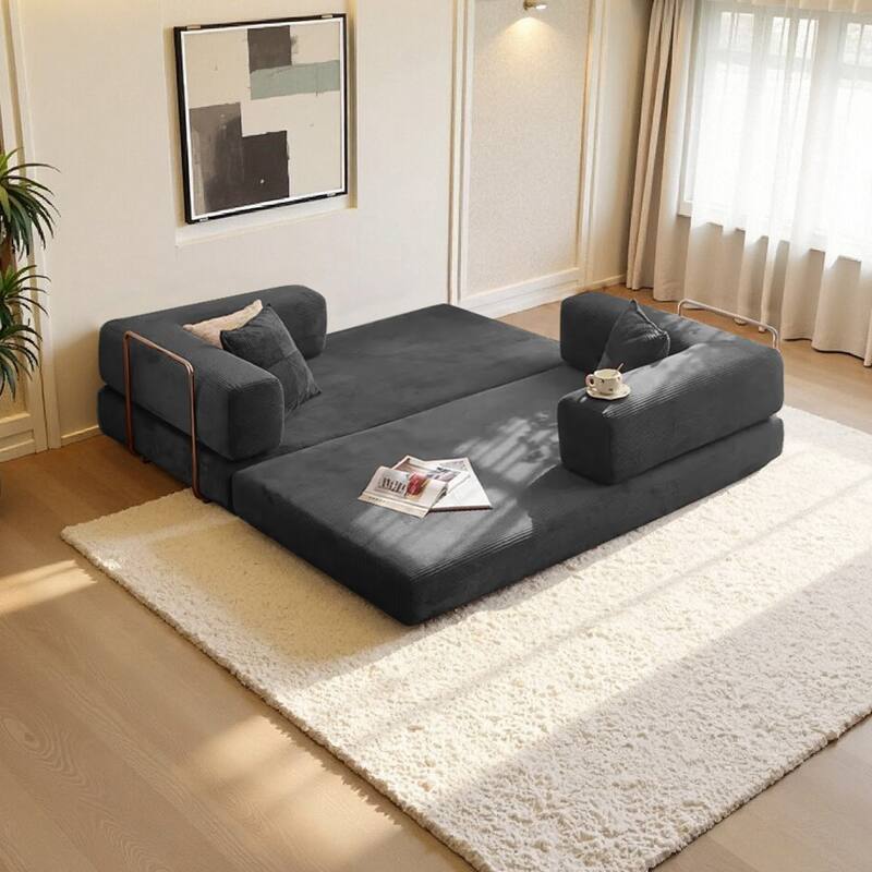 2-in-1 Convertible Modular Sofa Bed, Memory Foam Mattress, No Assembly, Space-Saving for Living Room, Bedroom