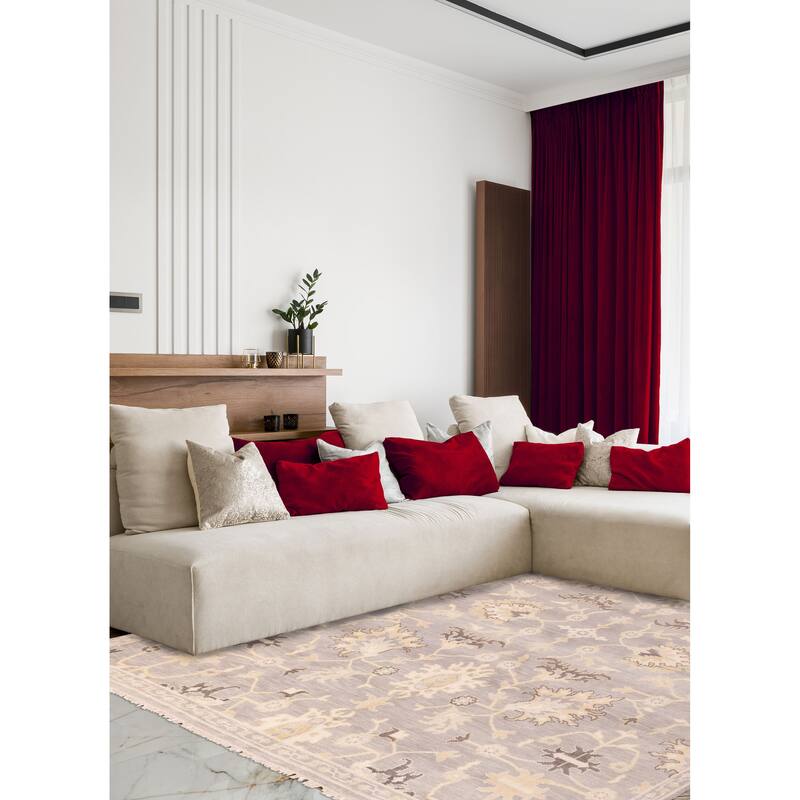 ECARPETGALLERY Hand-knotted Royal Oushak Light Grey Wool Rug - 8'3 x 9'11