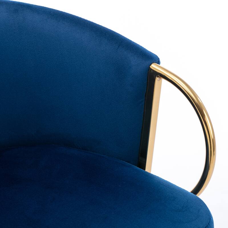 Velvet Bar Stools Set of 2, Counter Height Bar Chairs with Armrests, Kitchen Island Stools with Footrest and Golden Legs