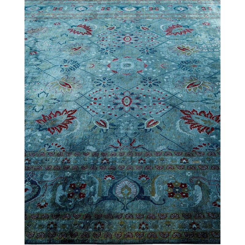 Overton Hand Knotted Wool Vintage Inspired Modern Contemporary Overdyed Gray Area Rug - 9' 3" x 11' 10"
