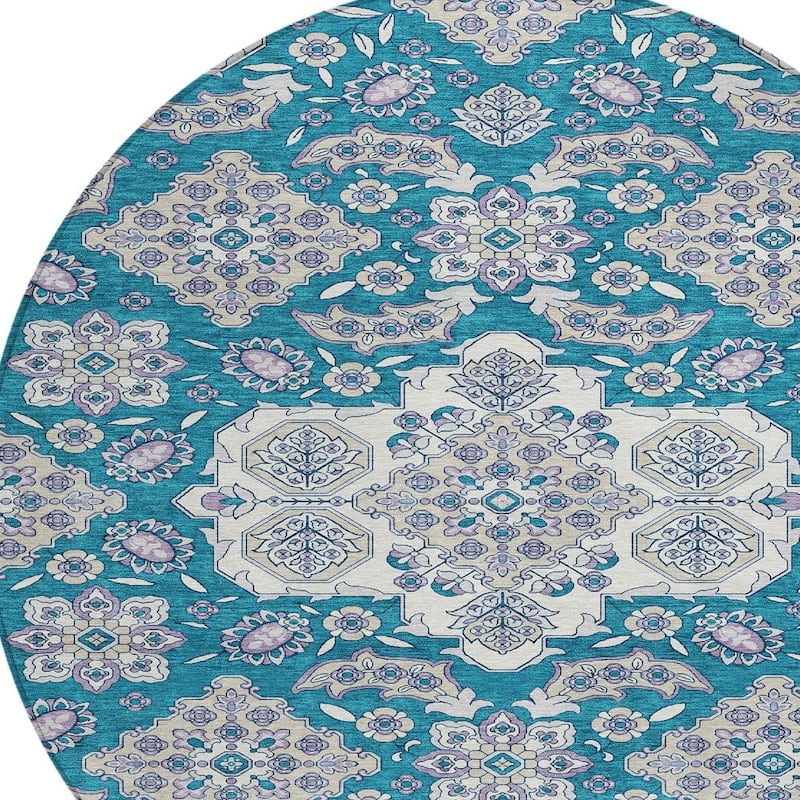 HomeRoots Medallion Traditional Rectangle Outdoor Rug