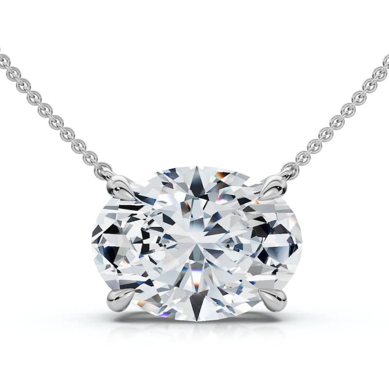 Bliss Diamond Certified 3Ct Diamond Oval Solitaire Pendant Gold 18" Women's Chain Lab Grown