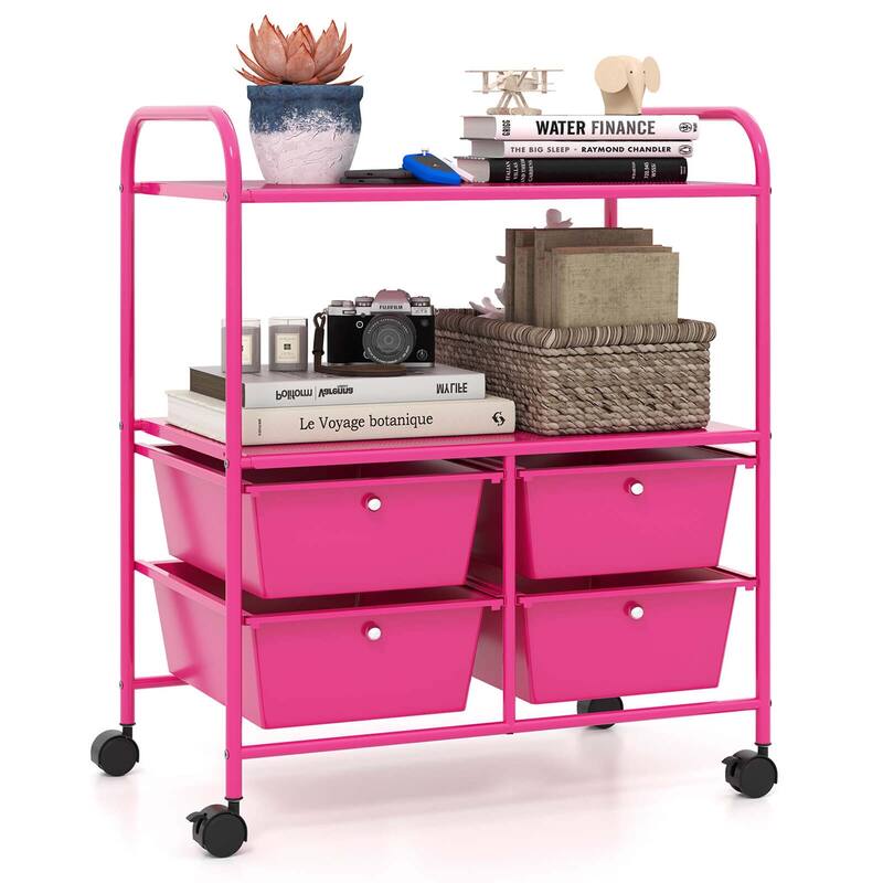 Costway 4Drawer Rolling Storage Cart shelf Scrapbook Paper Office - See Details