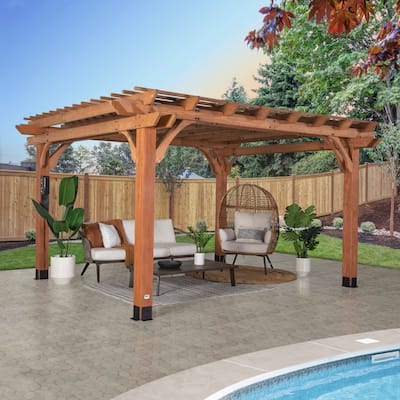 Backyard Discovery Beaumont 14'x12' Cedar Wood Pergola w/ Trellis Roof