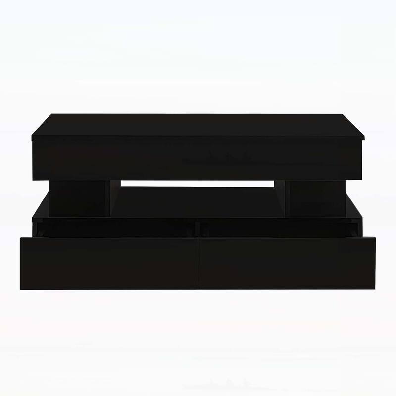 Multi-Functional Lift-Top Coffee Table with 2 Drawers,with High-Gloss Finish for Living Room