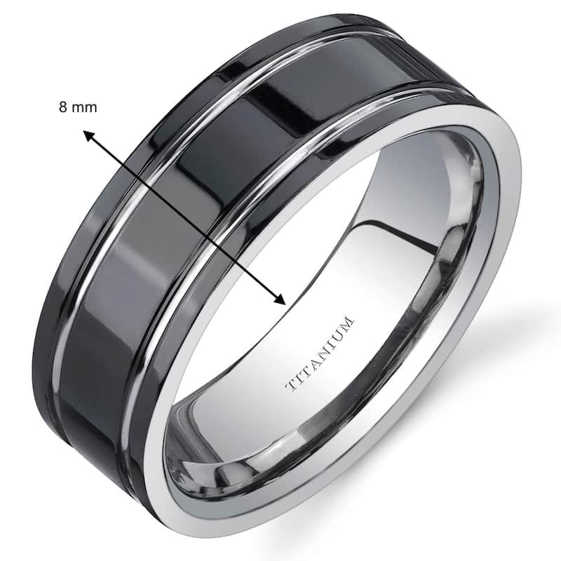 Men's Black Titanium Band, 8mm, Comfort Fit