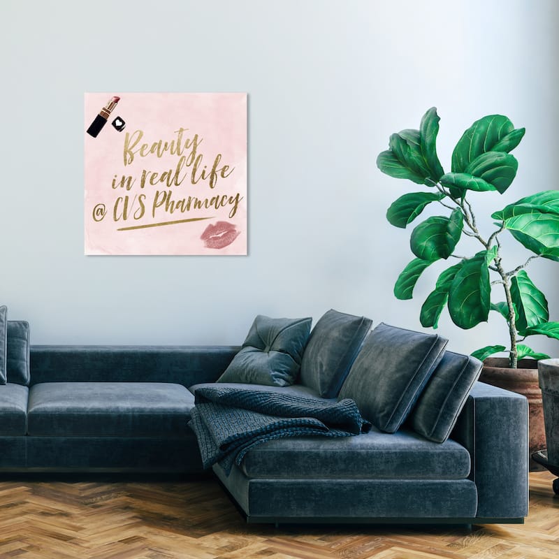 Wynwood Studio Canvas Fashion and Glam Beauty in Real Life Pink and Metallic Gold Glam Wall Art Canvas Print - 30 x 30