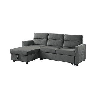 Velvet Reversible Sleeper Sectional Sofa - Bed Bath & Beyond - 35256384