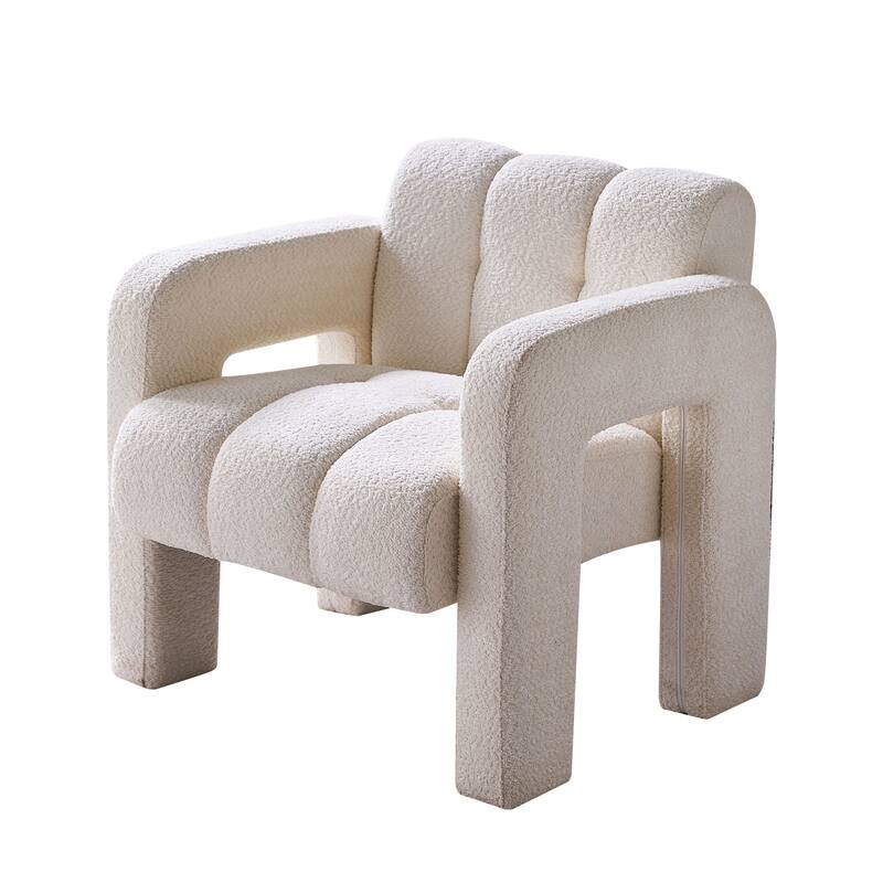 Modern 31.10" Boucle Upholstered Accent Chair with Plush Seat Cushion, Easy Assembly, and Comfortable Design