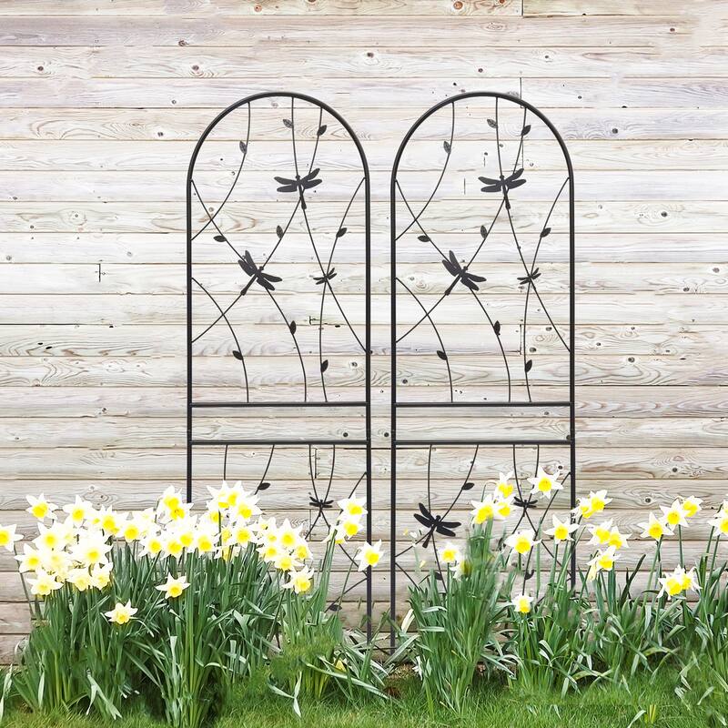 4 Pack Metal Garden Trellis 71" x 19.7" Rustproof Trellis for Climbing Plants Outdoor Flower Support Dragonfly Deco