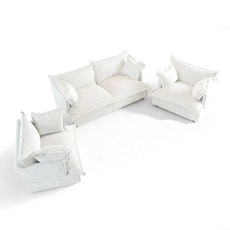 Comfy Cloud Oversized Chenille Modular Sectional Sofa Armchair Set