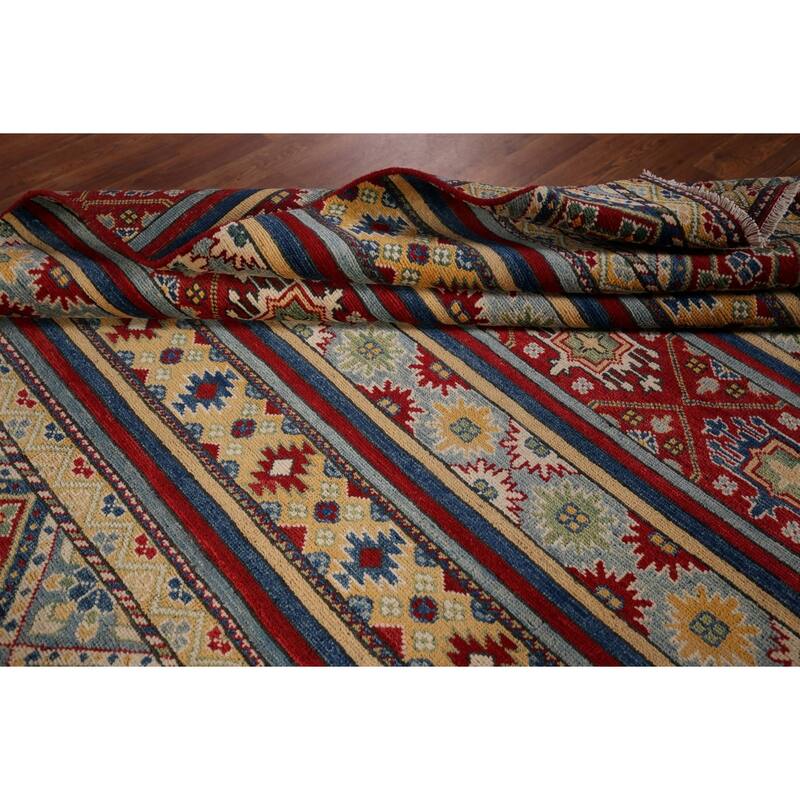 Striped Kazak Oriental Area Rug Handmade Wool Carpet - 5'2" x 6'8"
