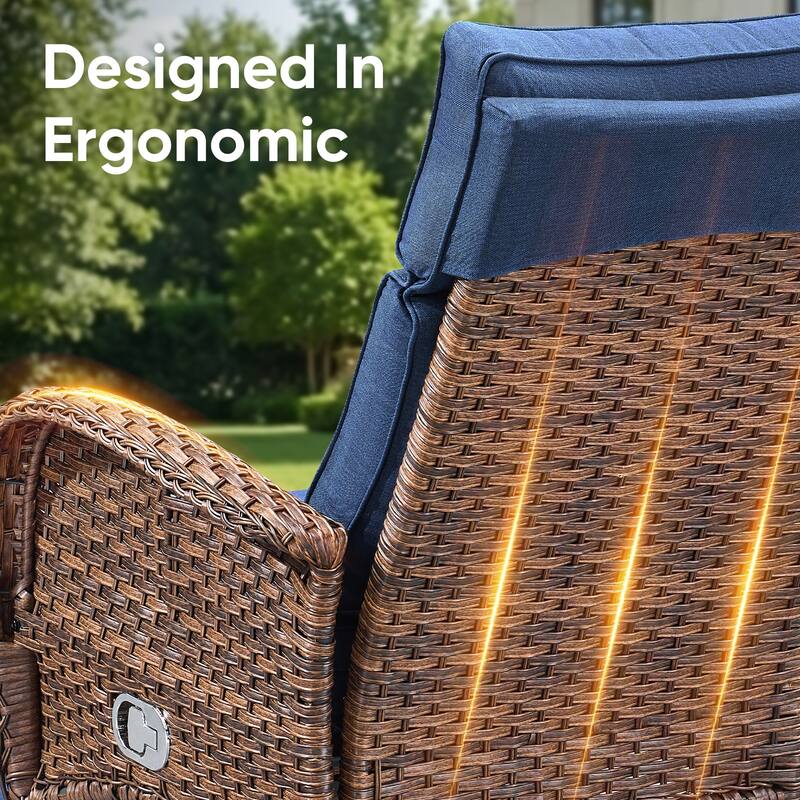 Pocassy Versatile Outdoor Recliner Rocker Chair with Side Table