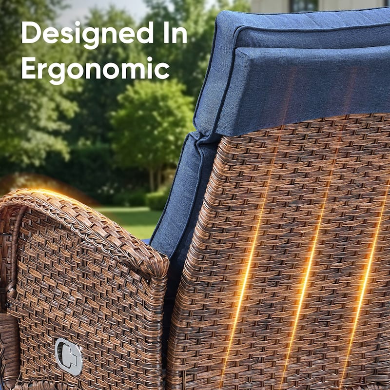 Pocassy Versatile Outdoor Recliner Rocker Chair with Thick Cushion