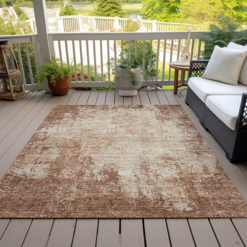 Machine Washable Indoor/ Outdoor Chantille Rug - Paprika - 3' x 5'
