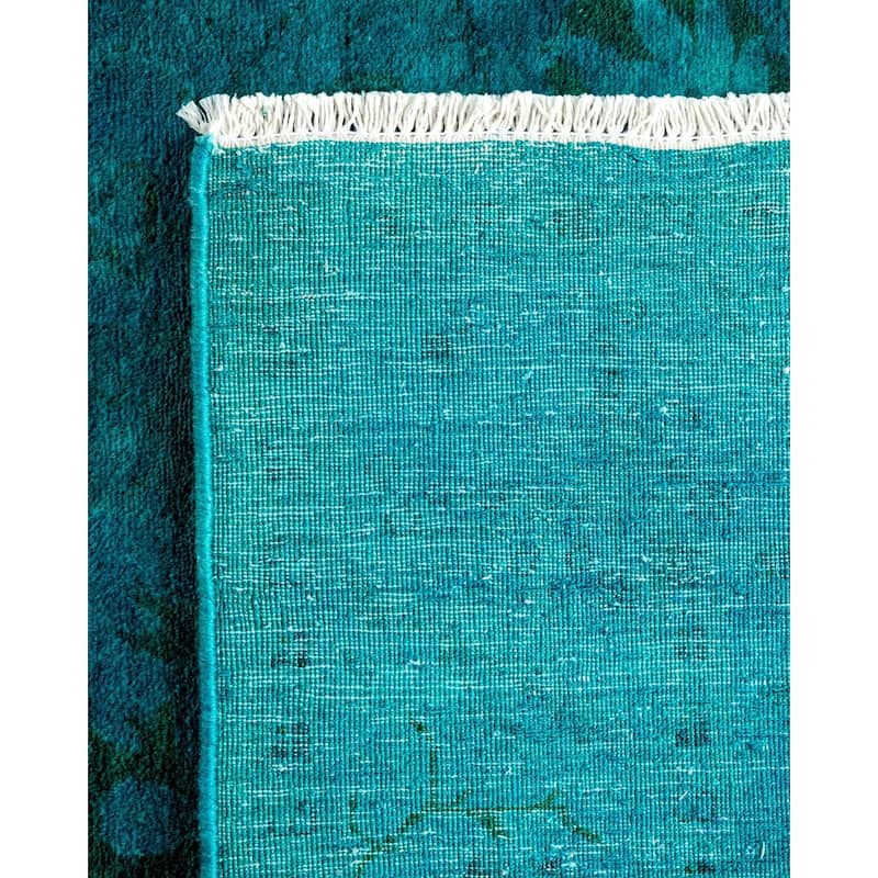 Overton Hand Knotted Wool Vintage Inspired Modern Contemporary Overdyed Blue Area Rug - 3' 3" x 5' 3"
