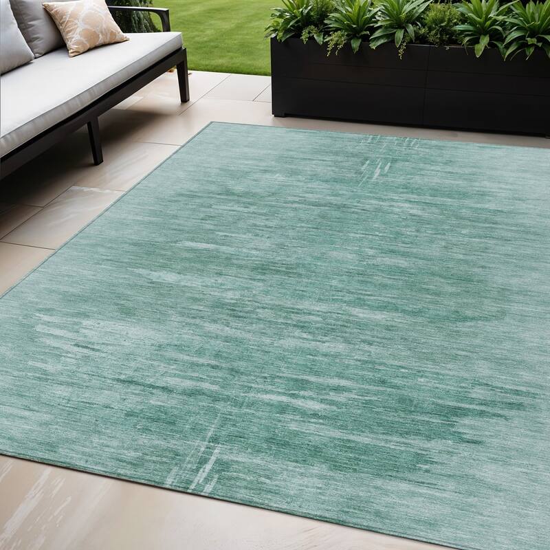HomeRoots Abstract Transitional Rectangle Outdoor Rug - 5' X 8'