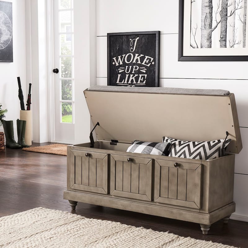 Granger Storage Bench with Linen Seat Cushion by iNSPIRE Q Classic - Antique Grey
