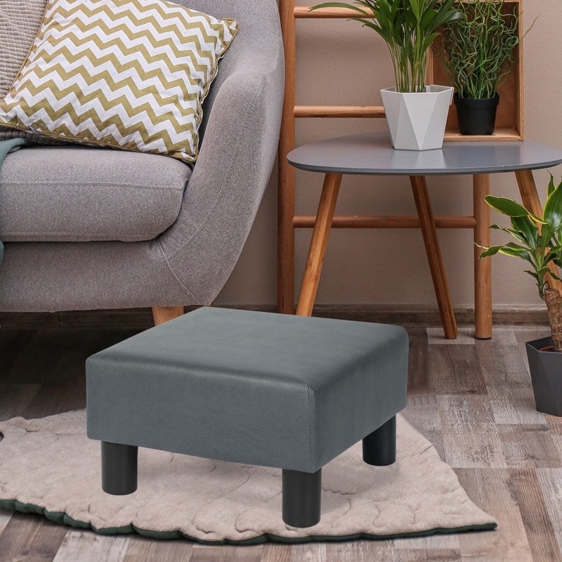 Small Rectangle Foot Stool, Linen Fabric Footrest, Modern Ottoman Stool for  Couch, Desk, Office, Living Room, Gray