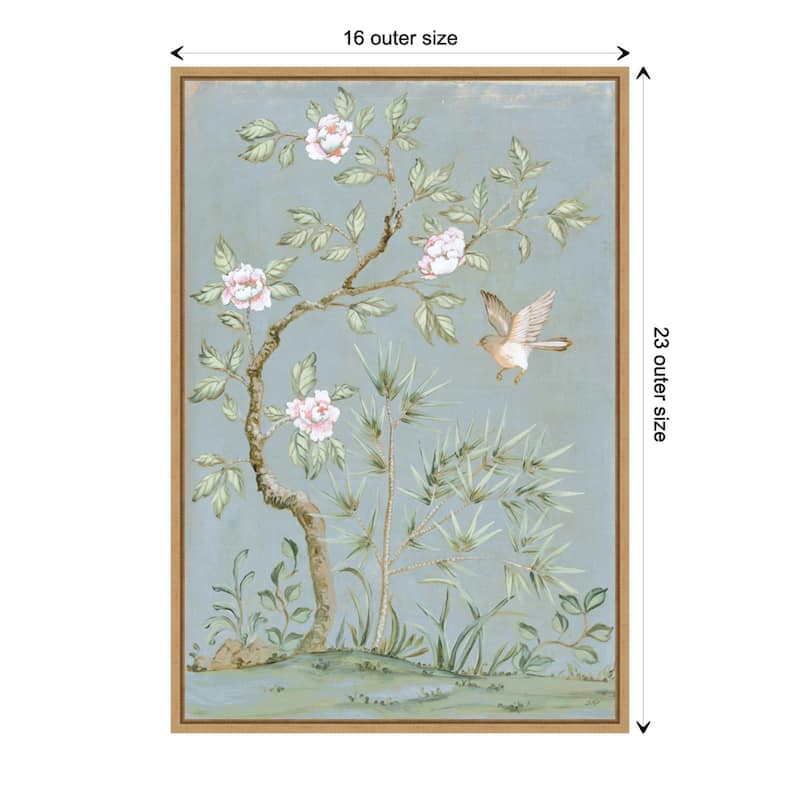 Spring Flower Mural II Blue by Julia Purinton Framed Canvas Wall Art Print - Sylvie Maple - 16 x 23 in - Plastic - Natural