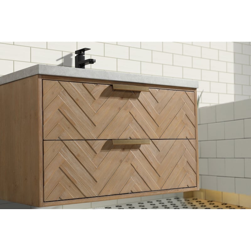 Ari Bath Carlsbad 36" Floating Bathroom Vanity Weathered Fir