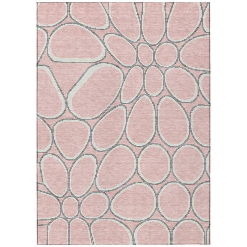 Machine Washable Indoor/ Outdoor Modern Bubbles Chantille Rug
