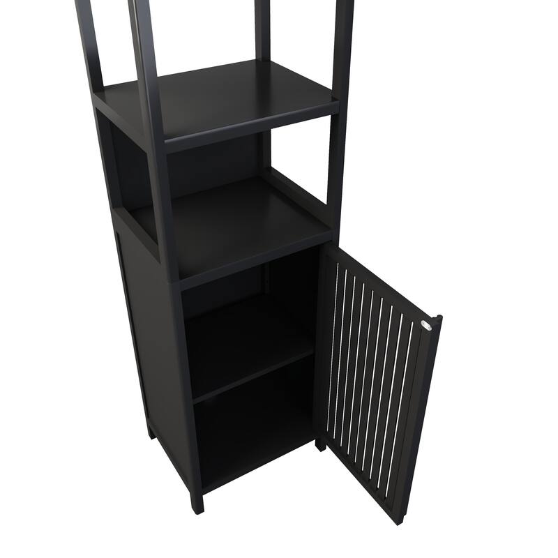 64.76" H Freestanding Bathroom Cabinet with 3 Tier Shelves, Natural Bamboo