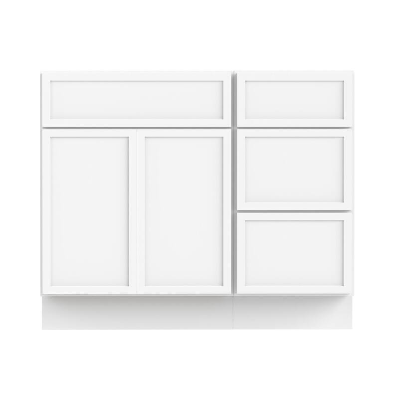 Vanity Art 39" Oak Freestanding Bathroom Vanity Cabinet without Top - White