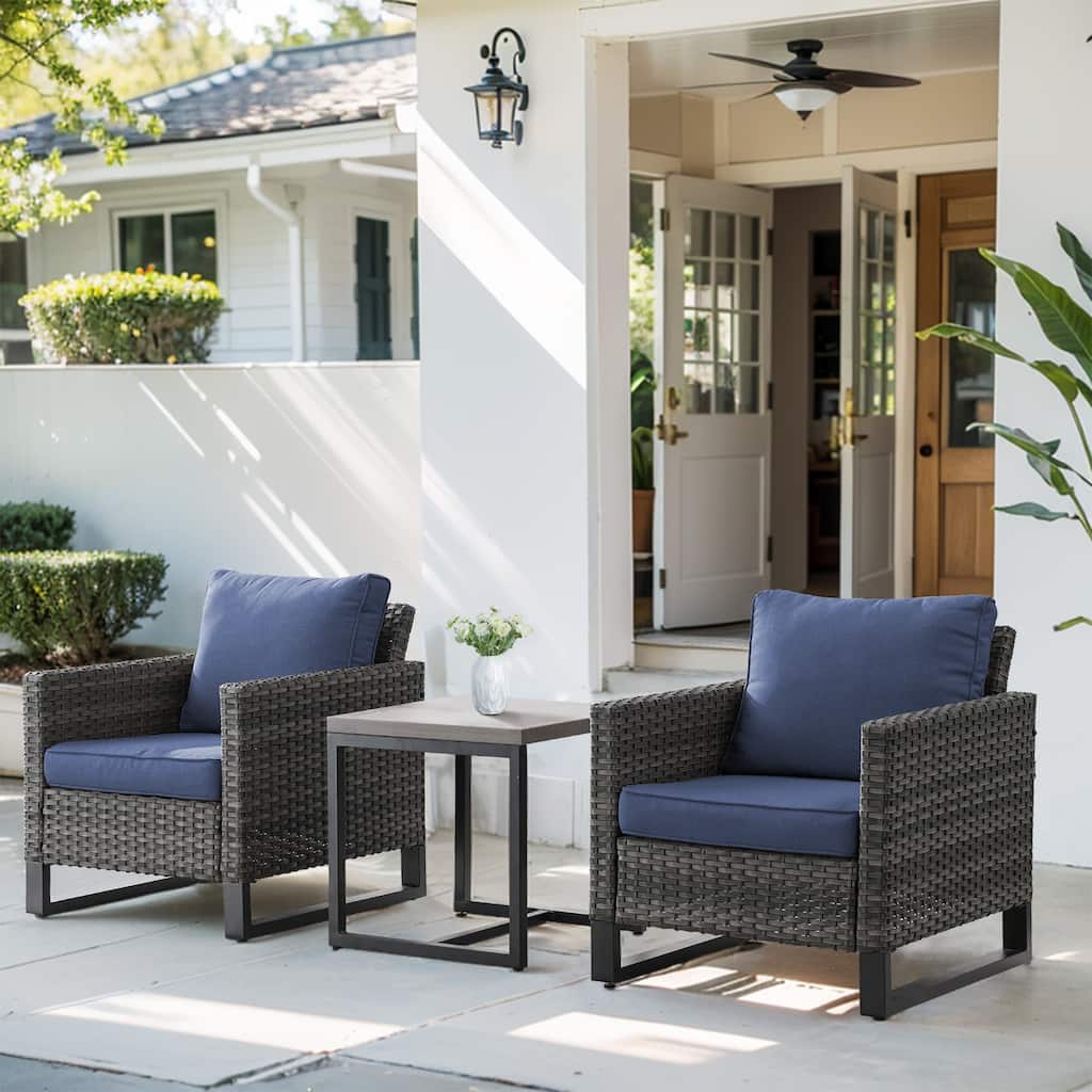 Patio Oversize Patio Chairs Set of 3 - Grey