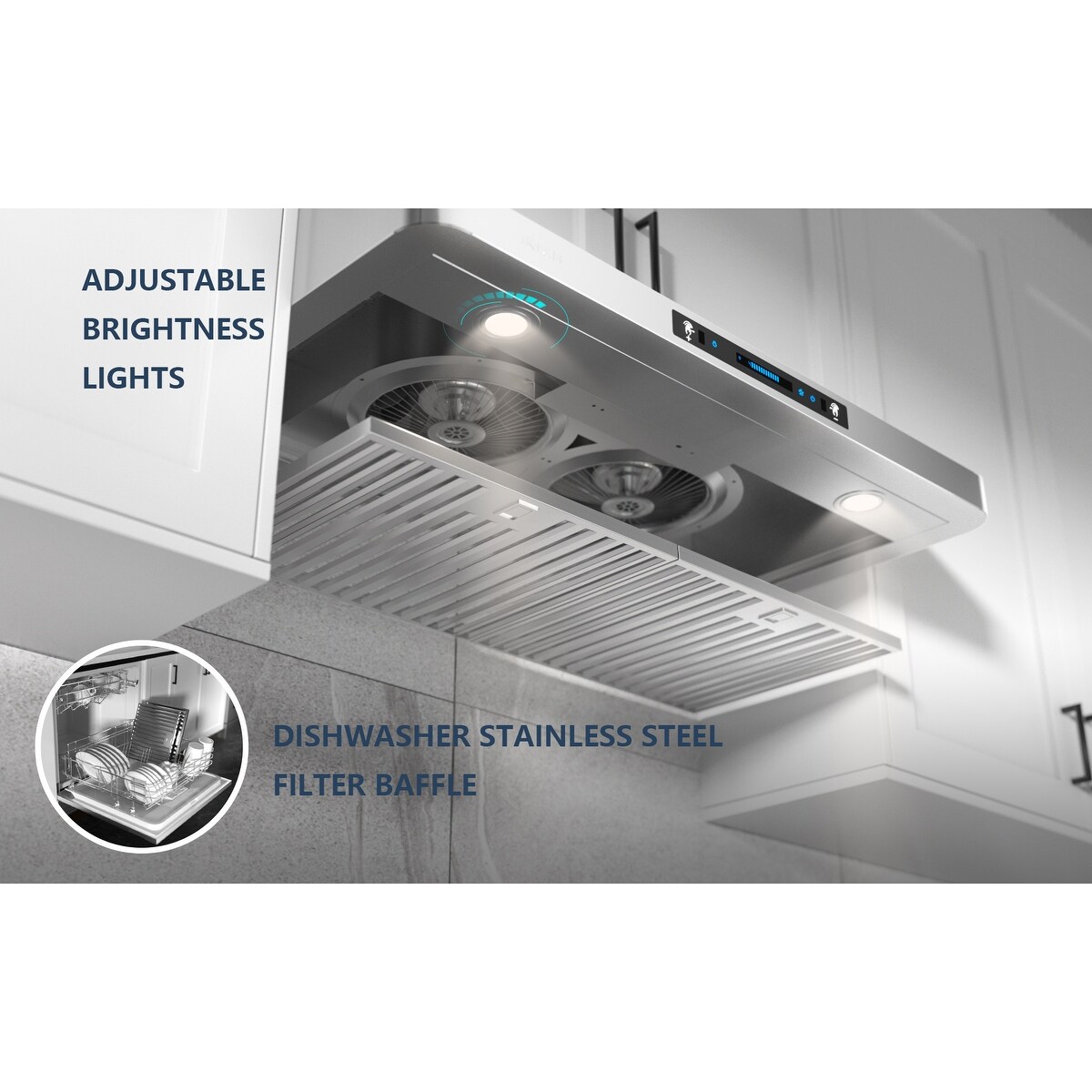 36-in Under-Cabinet Range Hood 900-CFM Ductless Convertible Duct, Kitchen Stove  Vent with LED Light, 3 Speed Exhaust Fan - Bed Bath & Beyond - 31429144