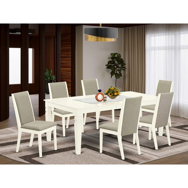 Shop Black Friday Deals On WELA7-BLK-47 7-Piece Kitchen Dining Table Set- 6 Parson Chairs And Butterfly Leaf Wood Table--High Back & Black Finish - Overstock - 32085569