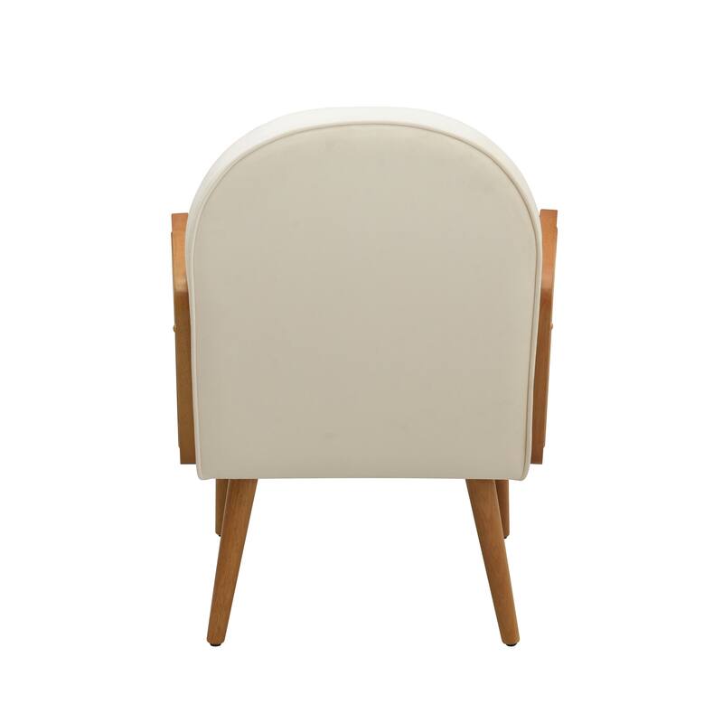 Velvet Accent Chair with Rattan Armrests