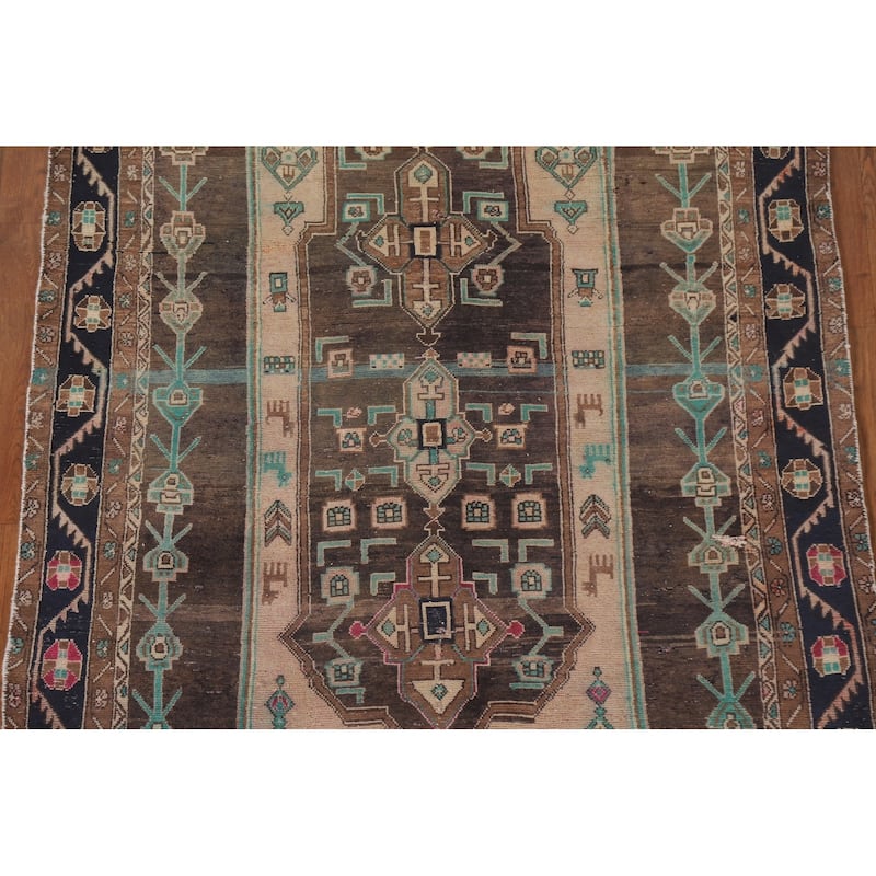 Geometric Ardebil Persian Antique Area Rug Handmade Wool Carpet - 4'8" x 10'4"