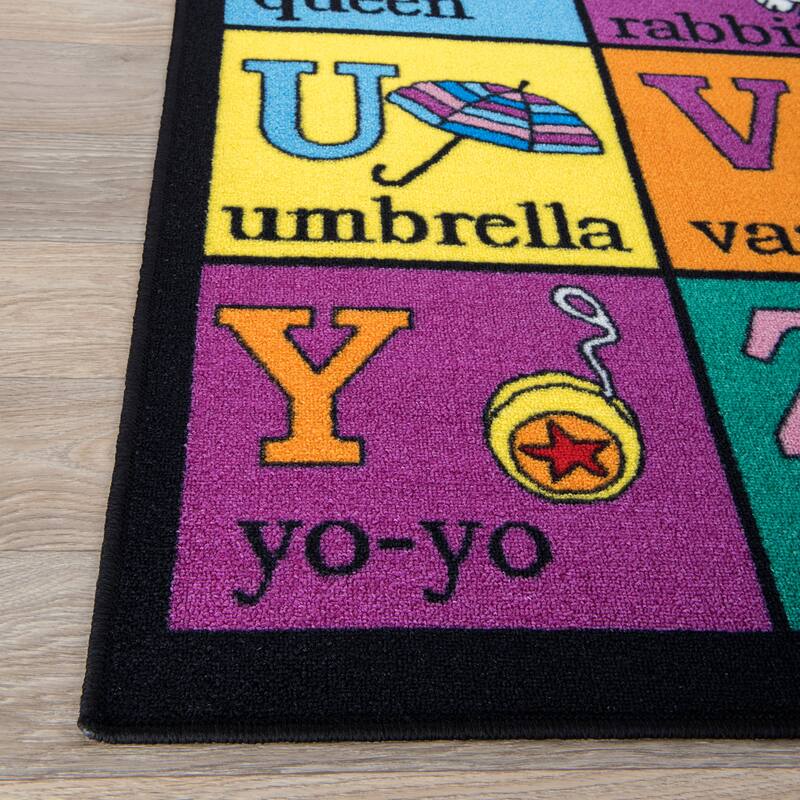 World Rug Gallery Kids Educational Learning Alphabet Non Slip Area Rug