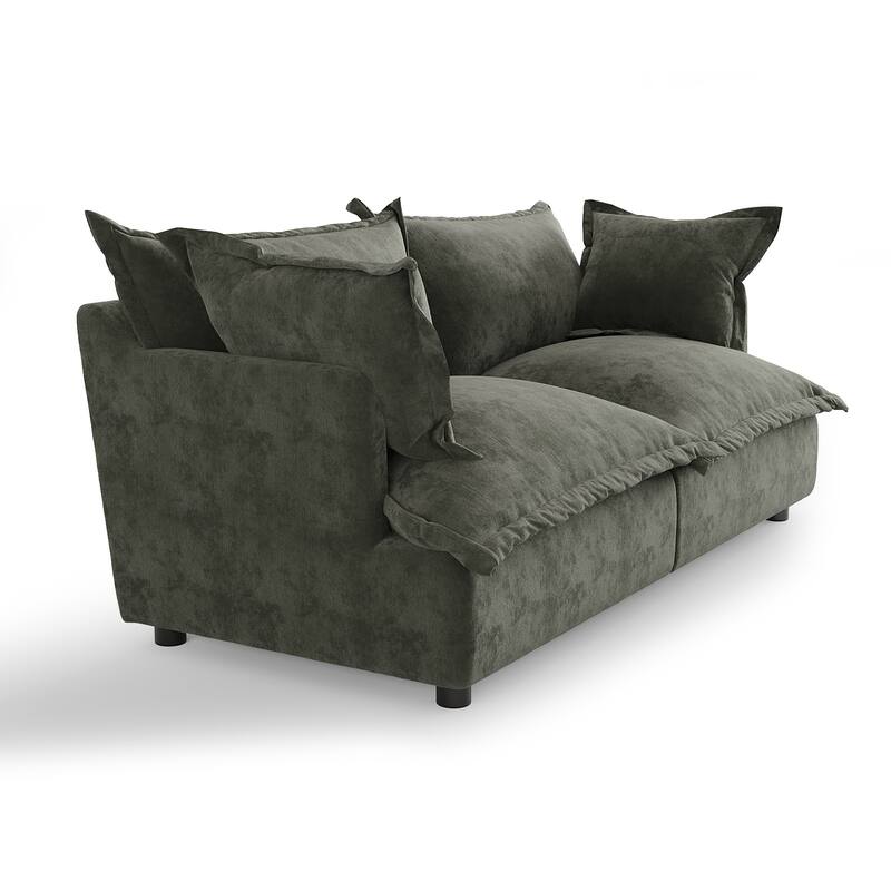 80"W Upholstered Chenille Comfy Cloud Couch Modular Sectional Sofa