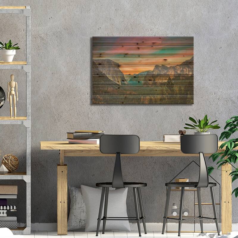 California Yosemite Valley Tunnel View Sunset Print On Wood by Alex G Perez - Multi-Color