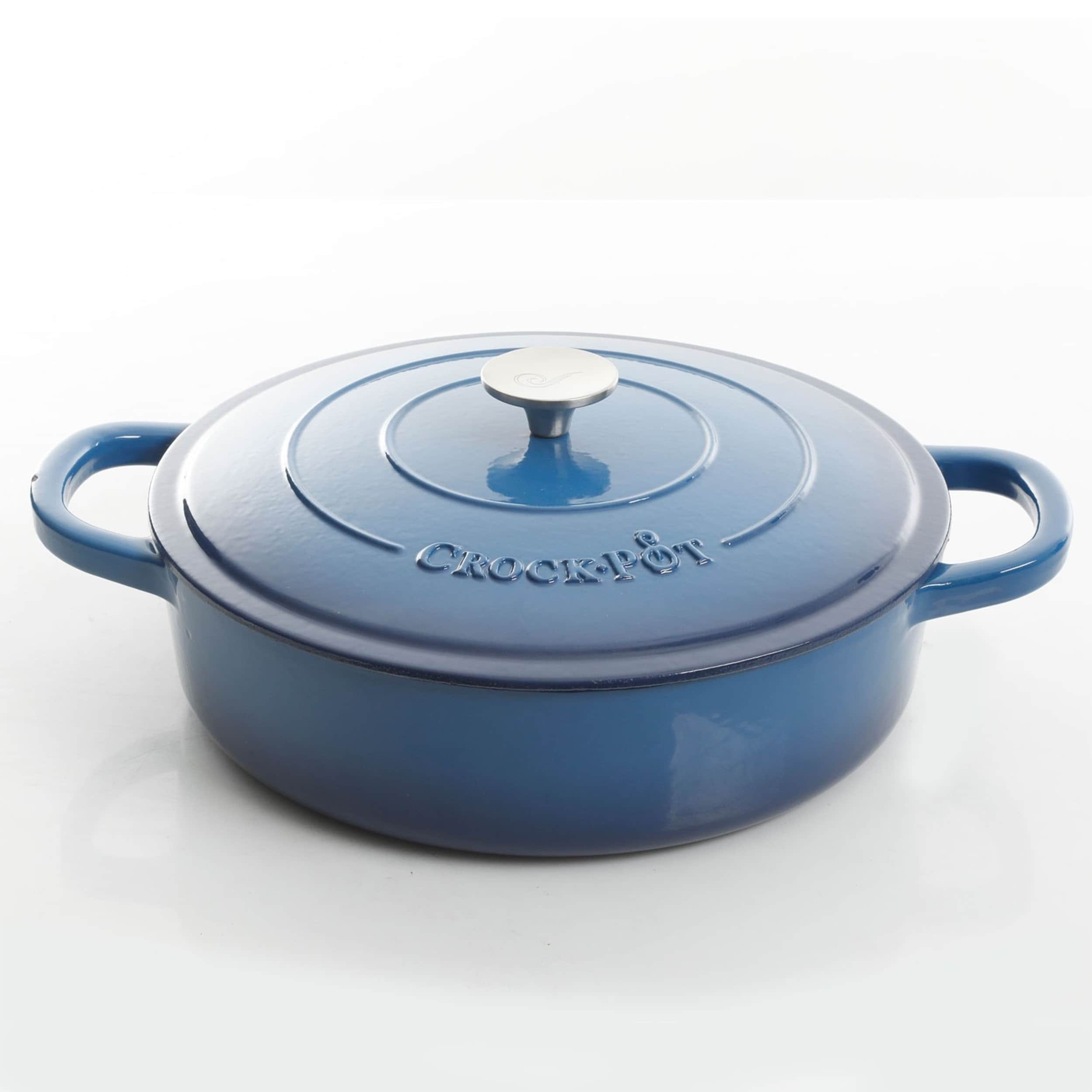 Crock-Pot Dutch Oven 7-qt Round Cast Iron Nonstick In Sapphire Blue with Lid