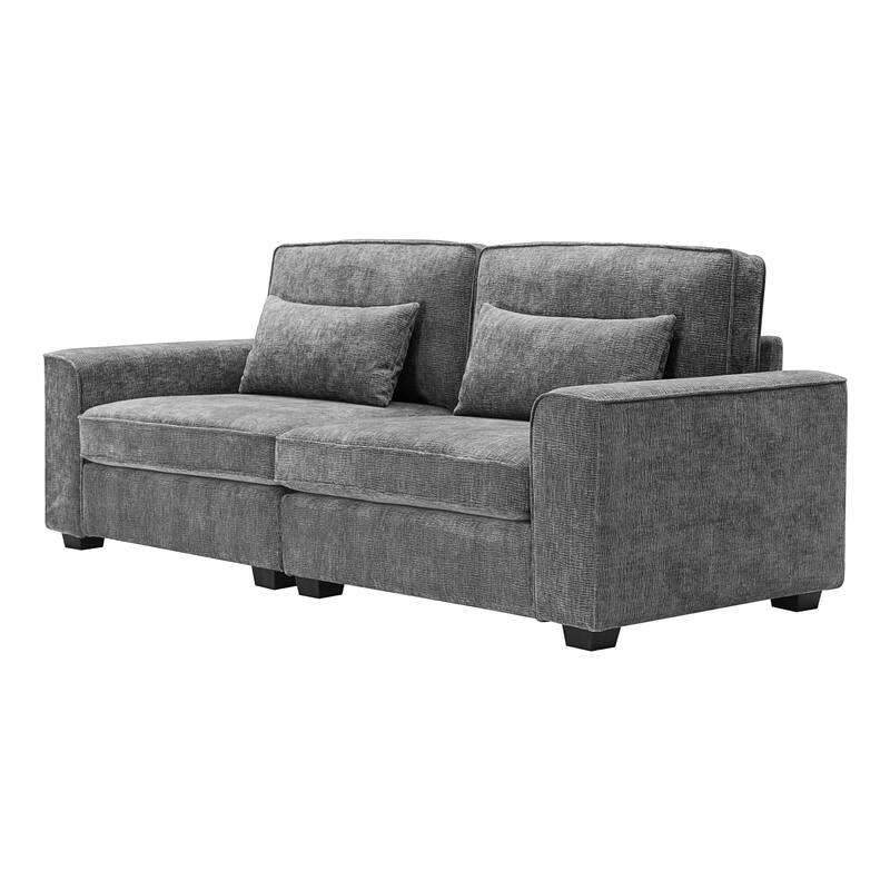 Modern Fabric Loveseat with Plush Cushions and 2 Pillow Upholstered Deep Seat Sofa, Solid Wood Frame Lounge Couch