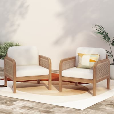 Christopher Knight Home- Evangeline Outdoor Acacia Wood Wicker Club Chair