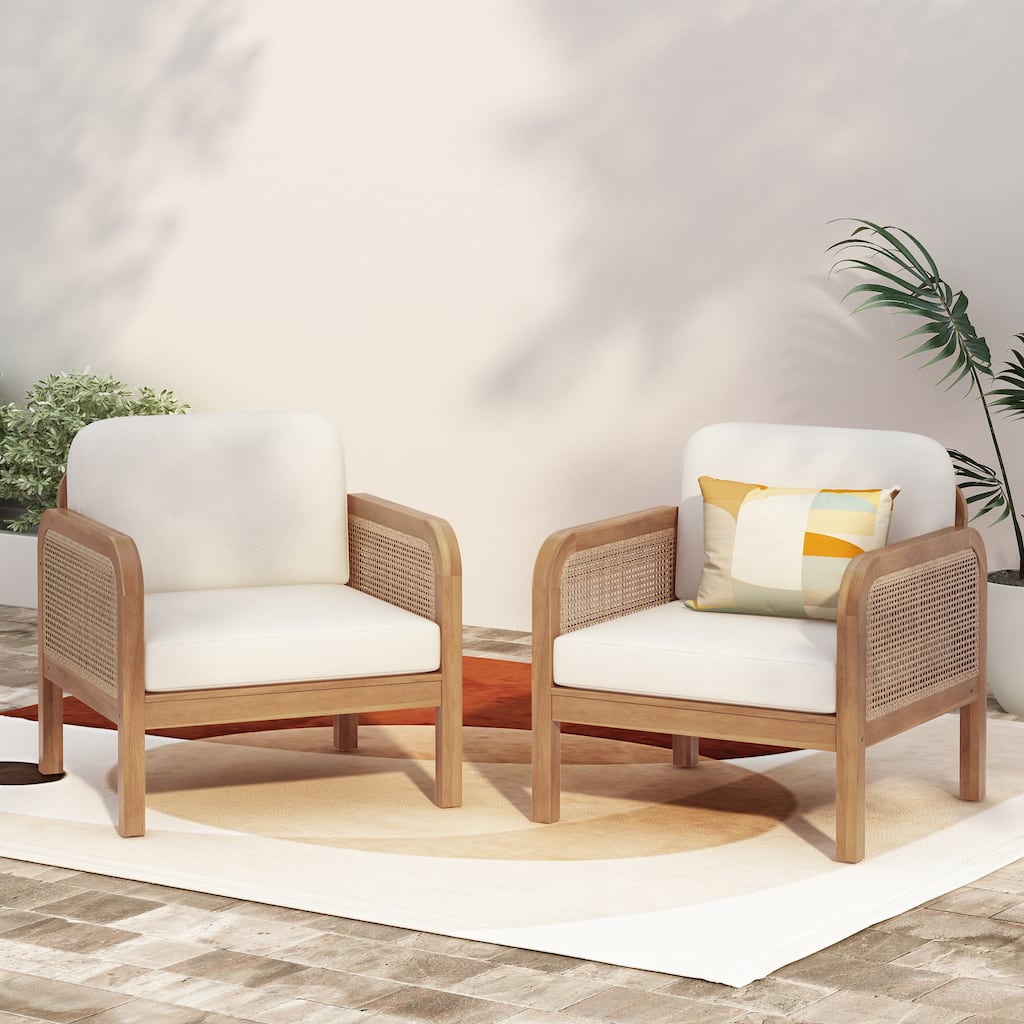 Christopher Knight Home- Evangeline Outdoor Acacia Wood Wicker Club Chair