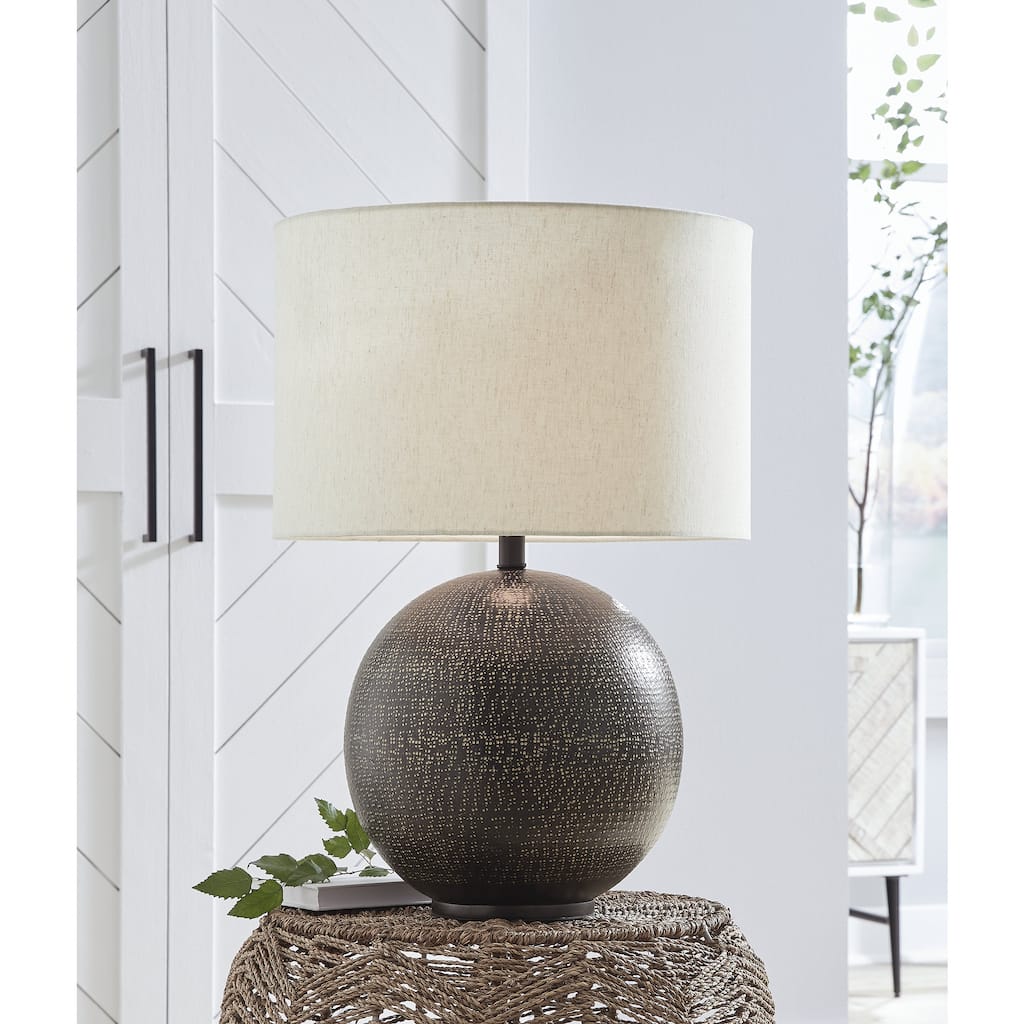 Signature Design by Ashley Hambell Black/Gold Table Lamp - 18.25"W x 18.25"D x 26.63"H