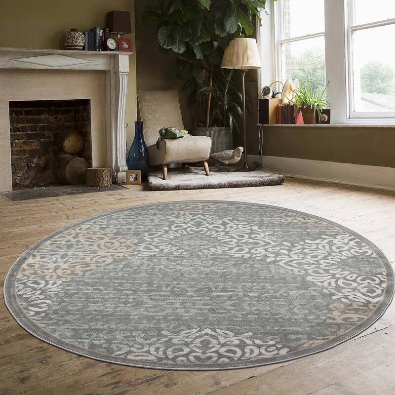 Admire Home Living Plaza Modern Abstract Damask Pattern Area Rug
