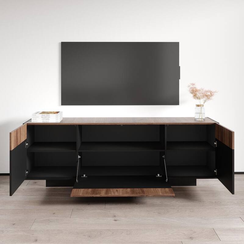 Meble Furniture Haopsa 71" Modern 3D-Effect TV Stand with Storage Cabinets for up to 80" TVs