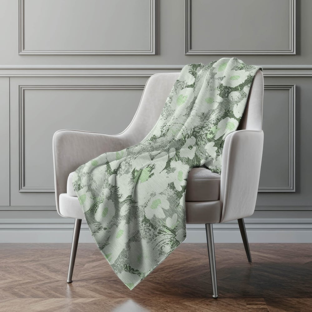 Premium Machine Washable Modern Floral Sherpa Throw Blanket